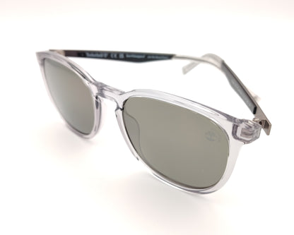 gafas de sol polarizadas montura transparente cristal con lentes verde gris redondeadas