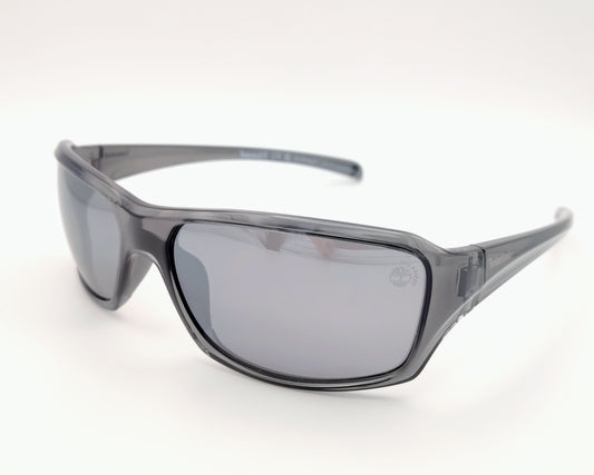 timberland tb9332 20d gafas de sol envolventes de pasta en color gris con los cristales espejo plata polarizados