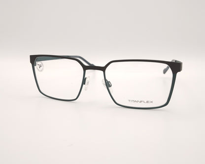 gafas titanflex rectangulares  en negro y azul con montura metálica ligera