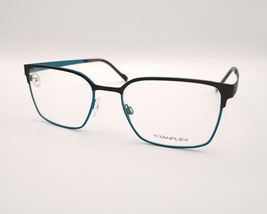 gafas titanflex en color negro y azul  y forma rectangular ultraligeras