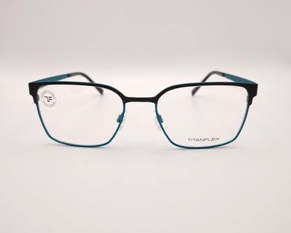 gafas titanflex en color negro y azul  y forma rectangular ultraligeras