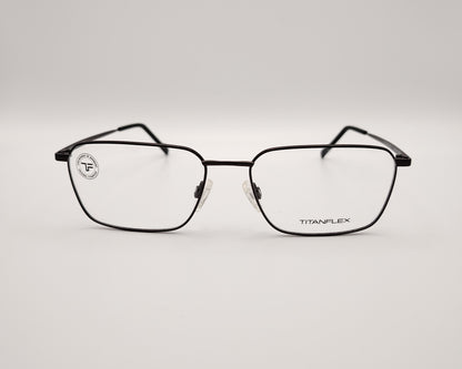 gafas titanflex rectangulares grafito con montura metálica ligera y varillas finas
