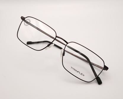 gafas titanflex rectangulares grafito con montura metálica ligera y varillas finas