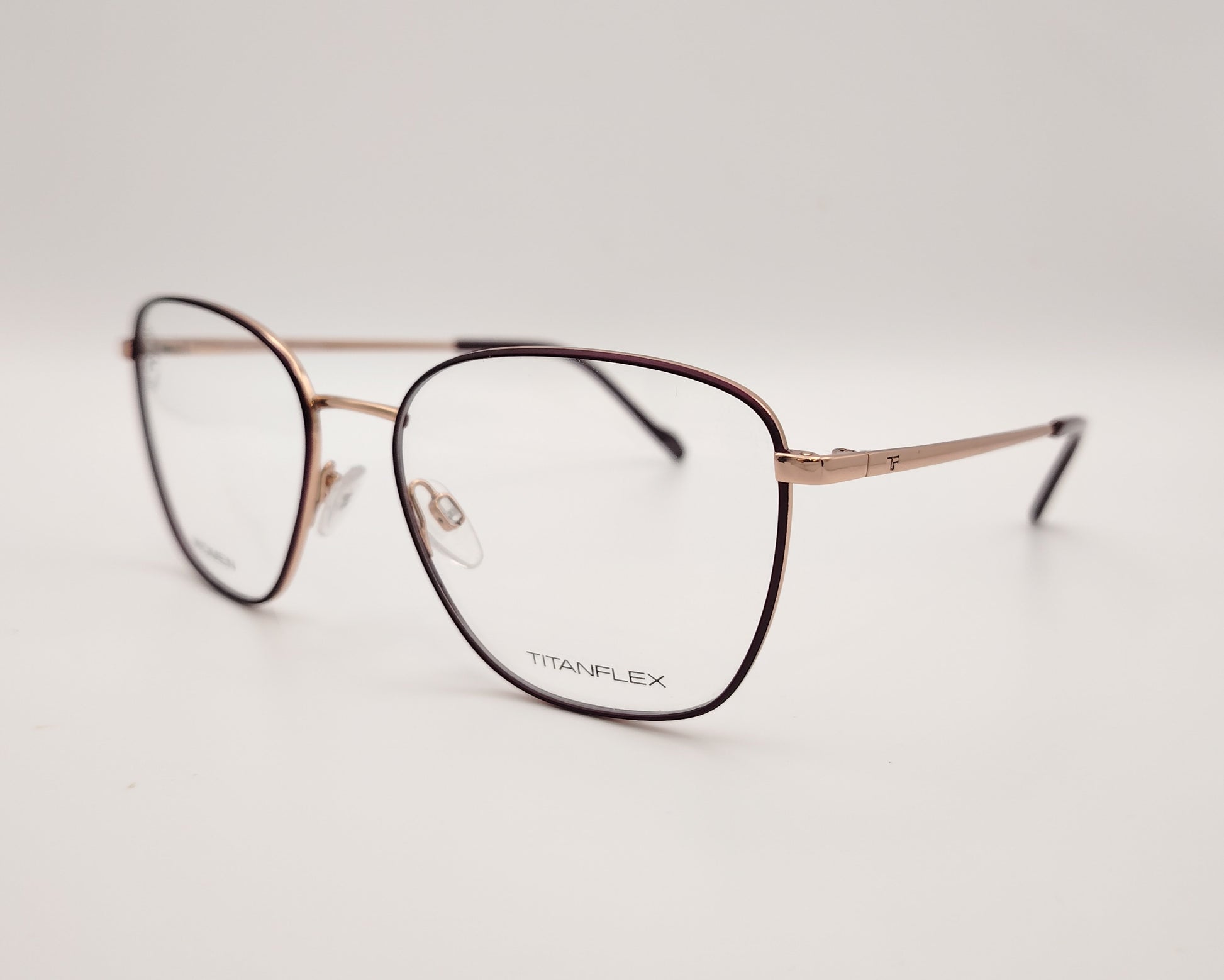 gafas graduadas titanflex 826031 25 cuadradas burdeos y oro rosa de titanio flexible