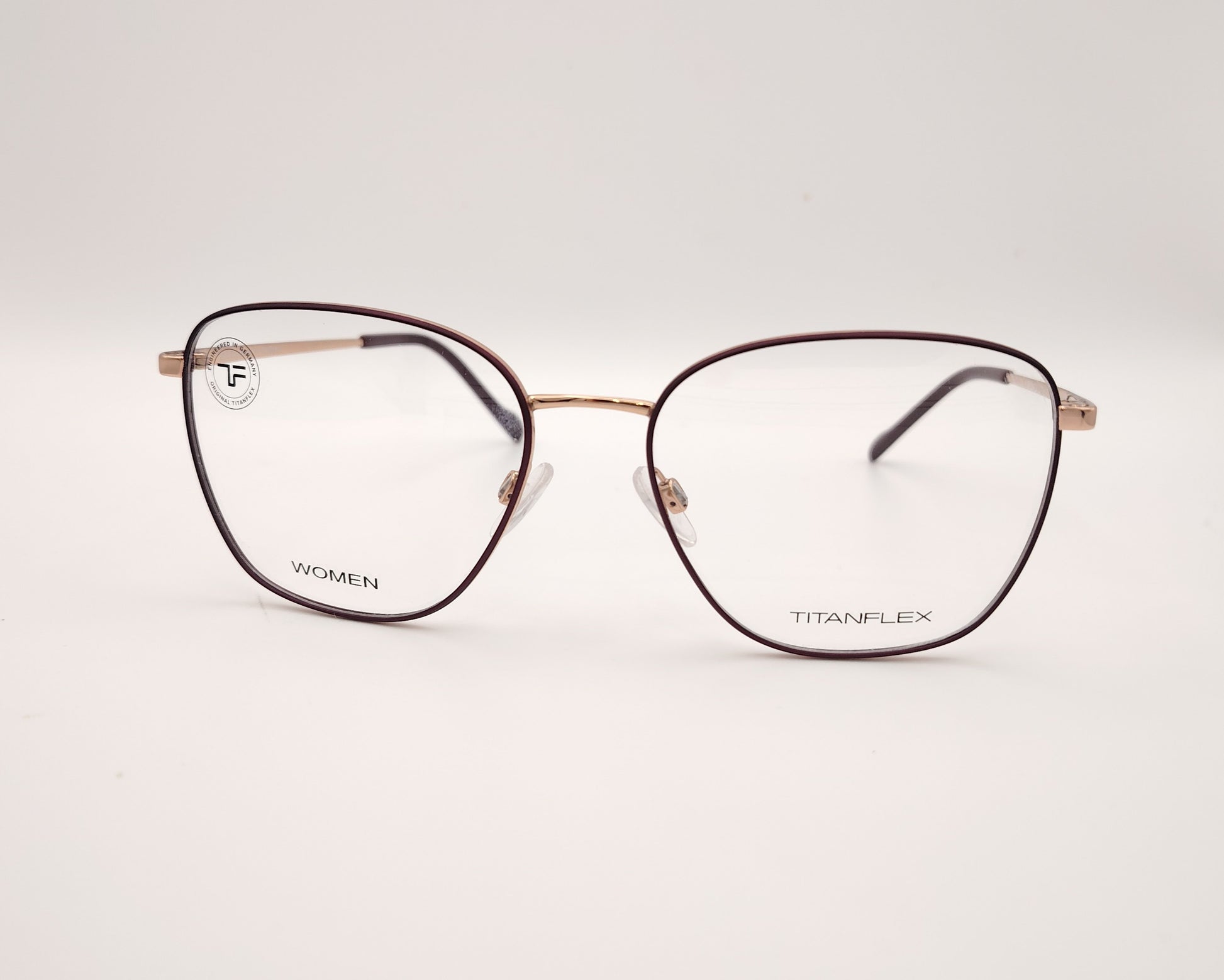 gafas graduadas titanflex 826031 25 cuadradas burdeos y oro rosa de titanio flexible