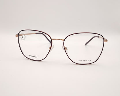 gafas graduadas titanflex 826031 25 cuadradas burdeos y oro rosa de titanio flexible
