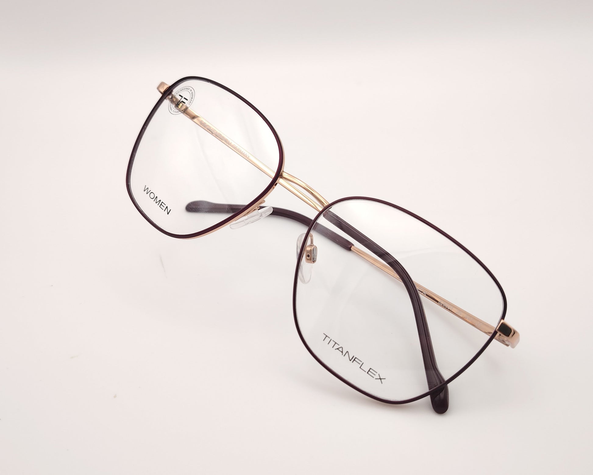 gafas graduadas titanflex 826031 25 cuadradas burdeos y oro rosa de titanio flexible
