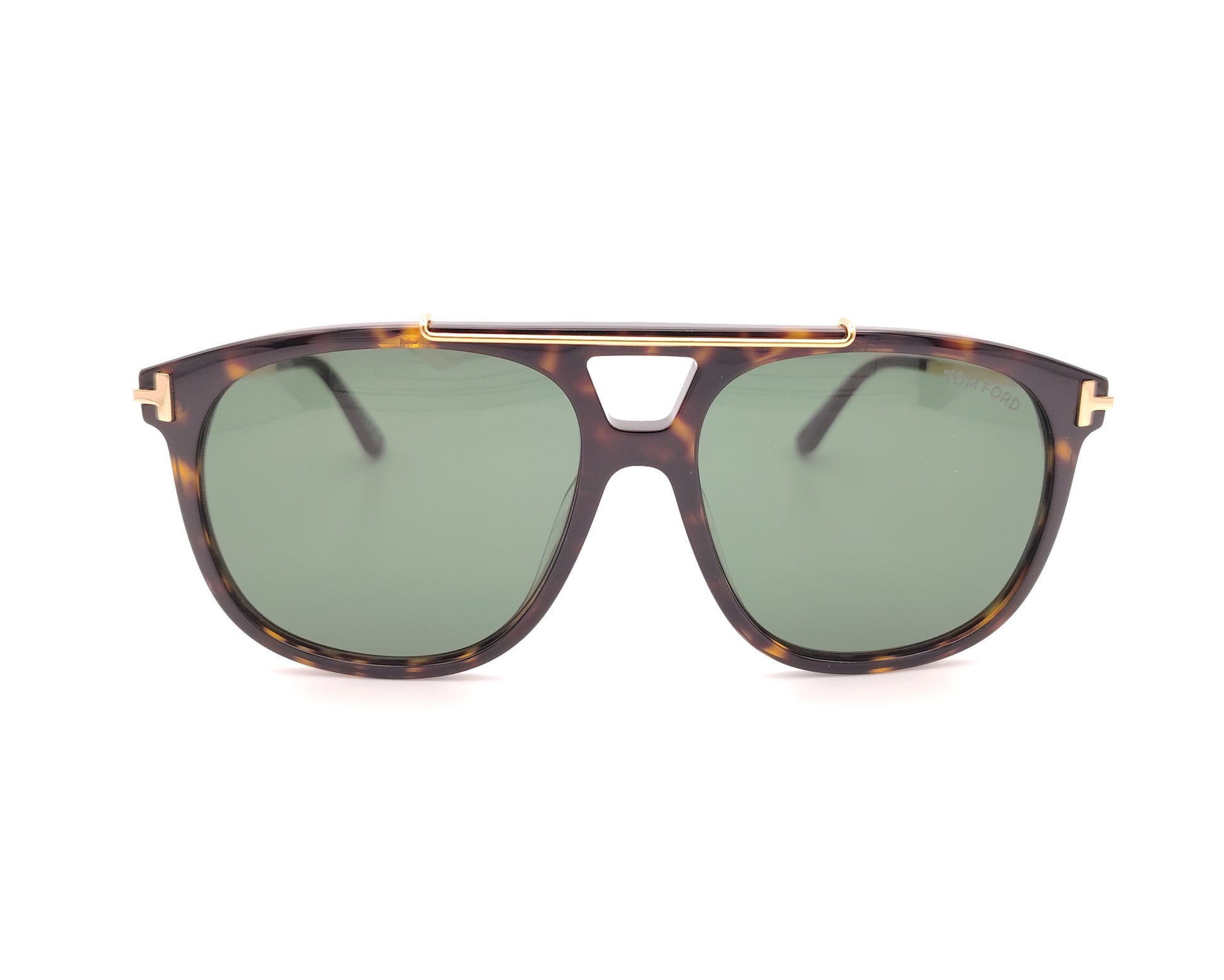 gafas de sol aviador con montura carey y lentes verdes con detalles dorados