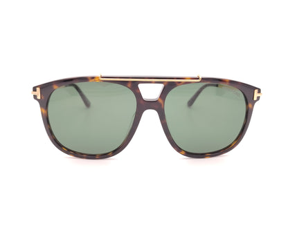 gafas de sol aviador con montura carey y lentes verdes con detalles dorados