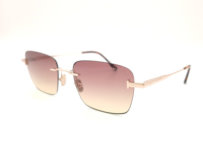 gafas de sol tom ford sin montura doradas con lentes degradadas rosa y ámbar rectangulares