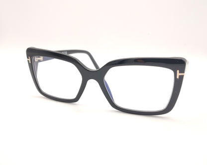 gafas graduadas tom ford negras con montura cuadrada y detalle metálico dorado en las varillas