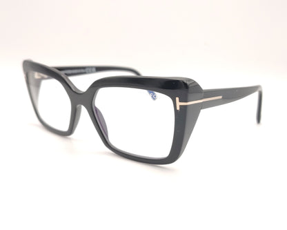 gafas graduadas tom ford negras con montura cuadrada y detalle metálico dorado en las varillas