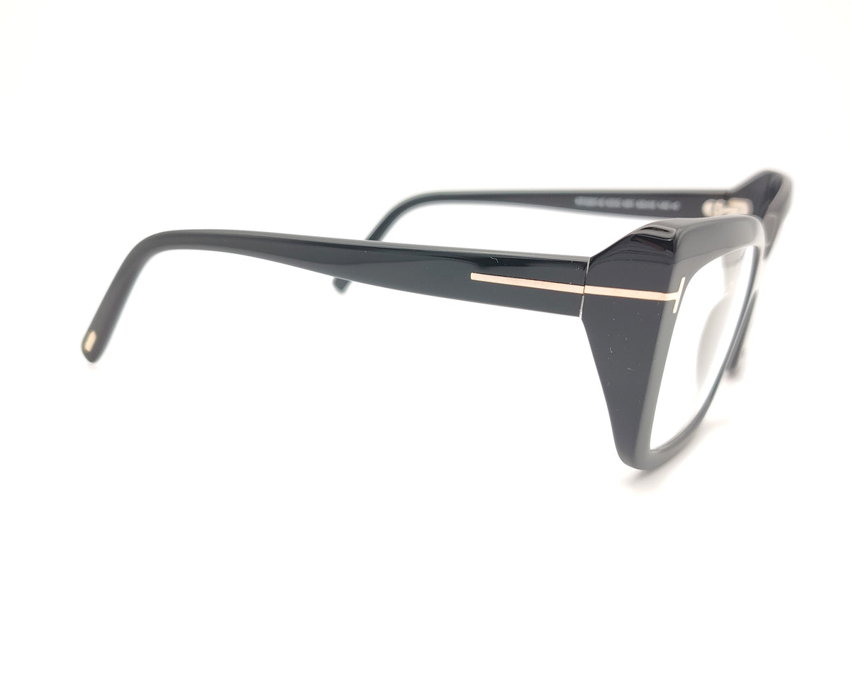 gafas graduadas tom ford negras con montura cuadrada y detalle metálico dorado en las varillas
