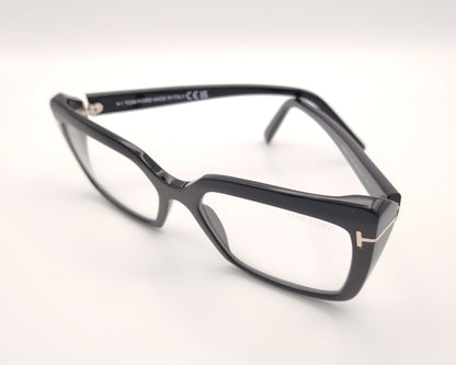 gafas graduadas tom ford negras con montura cuadrada y detalle metálico dorado en las varillas