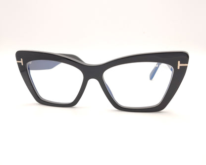 gafas tom ford negras de forma cat eye  con detalle metálico en las varillas