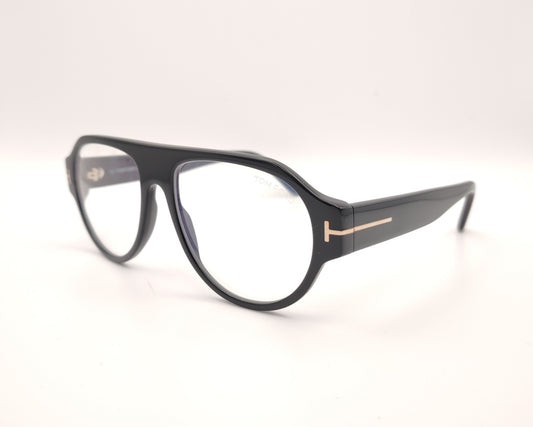 gafas tom ford negras de acetato estilo aviador con frontal amplio y varillas anchas