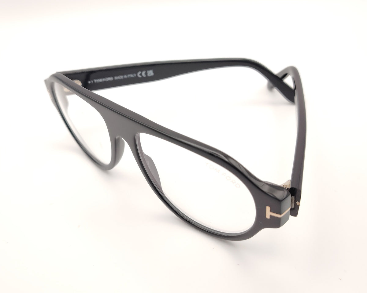gafas tom ford negras de acetato estilo aviador con frontal amplio y varillas anchas