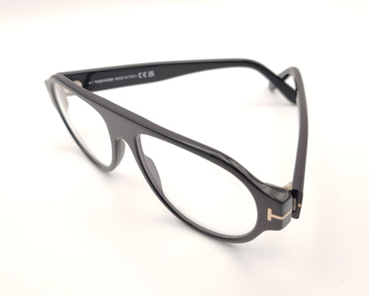 gafas tom ford negras de acetato estilo aviador con frontal amplio y varillas anchas