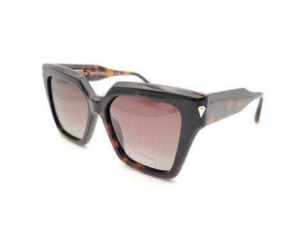 gafas de sol cuadradas en color carey oscuro y lentes polarizadas degradadas marrones