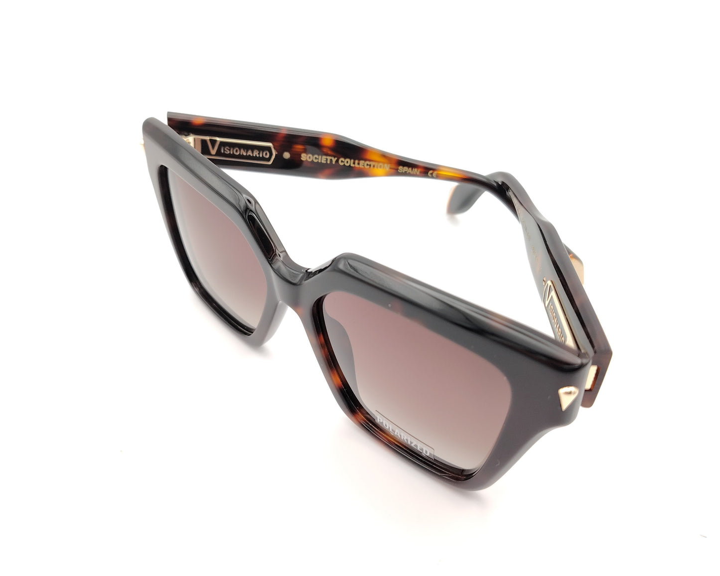 gafas de sol cuadradas en color carey oscuro y lentes polarizadas degradadas marrones