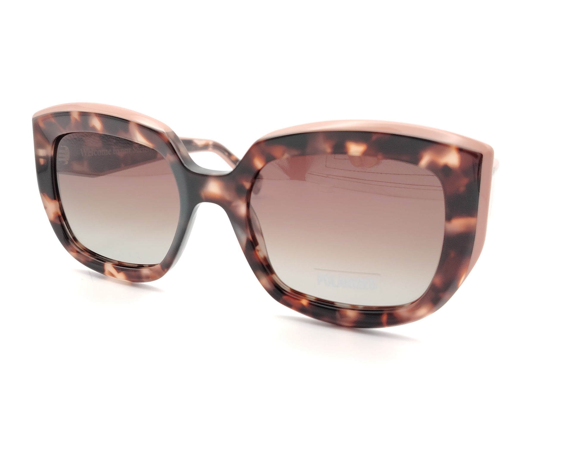 gafas de sol polarizadas en color carey y rosa empolvado con lentes degradadas marrones