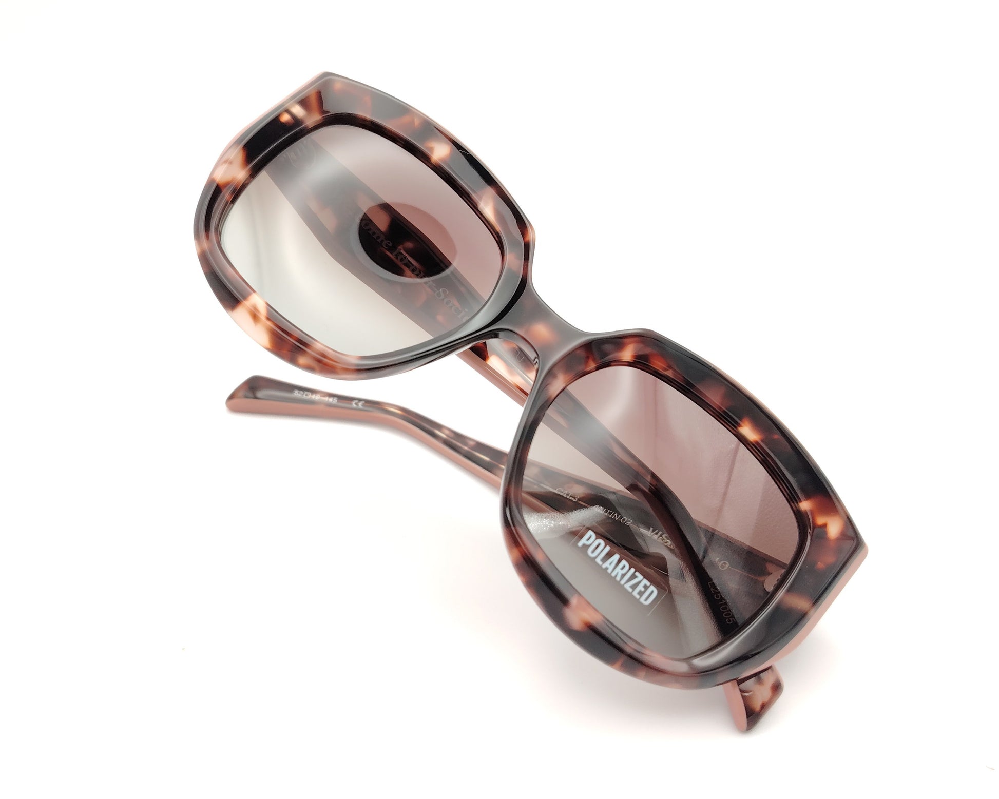 gafas de sol polarizadas en color carey y rosa empolvado con lentes degradadas marrones