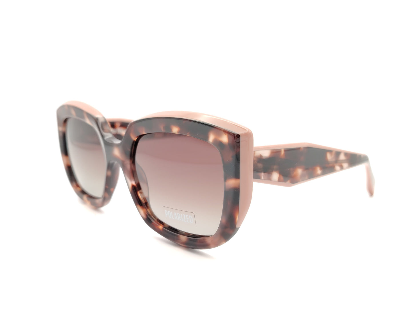 gafas de sol polarizadas en color carey y rosa empolvado con lentes degradadas marrones