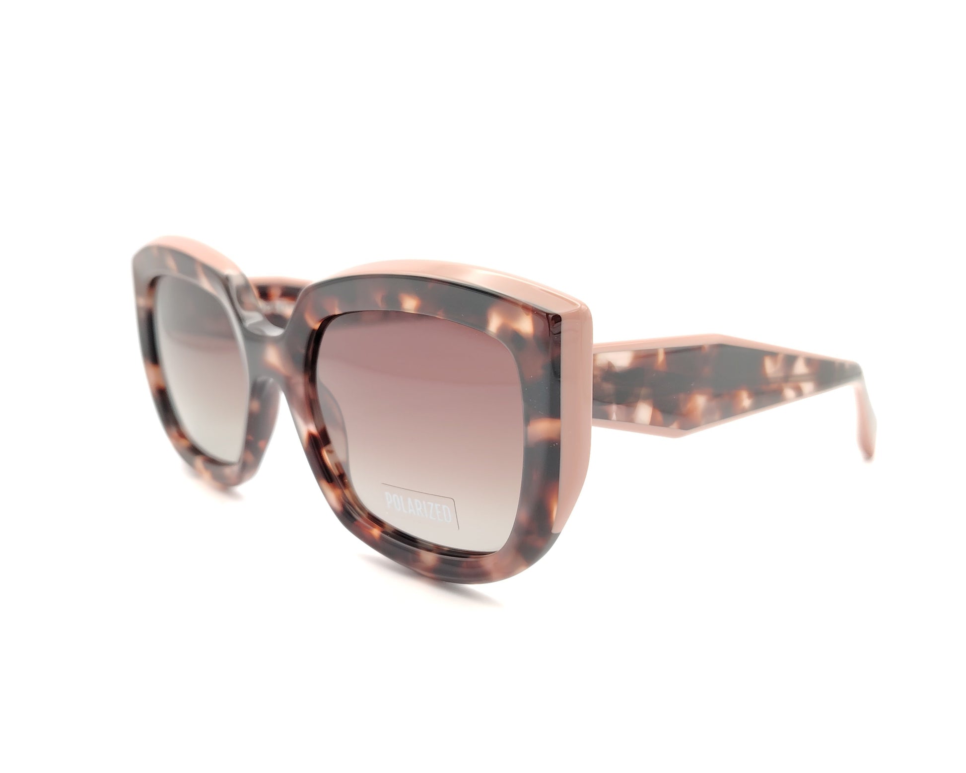gafas de sol polarizadas en color carey y rosa empolvado con lentes degradadas marrones