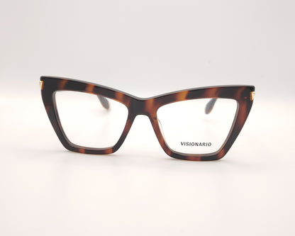gafas de vista cat eye en acetato carey oscuro con detalles dorados de la marca visionario