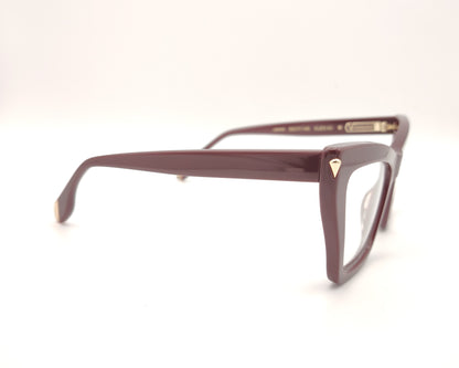 gafas visionario de estilo cat eyes en pasta granate con detalles en dorado