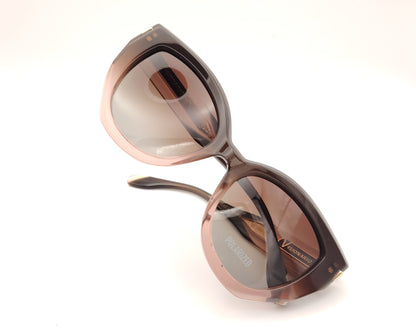 gafas de sol polarizadas con montura degradada marrón y rosa de forma cat eye suave