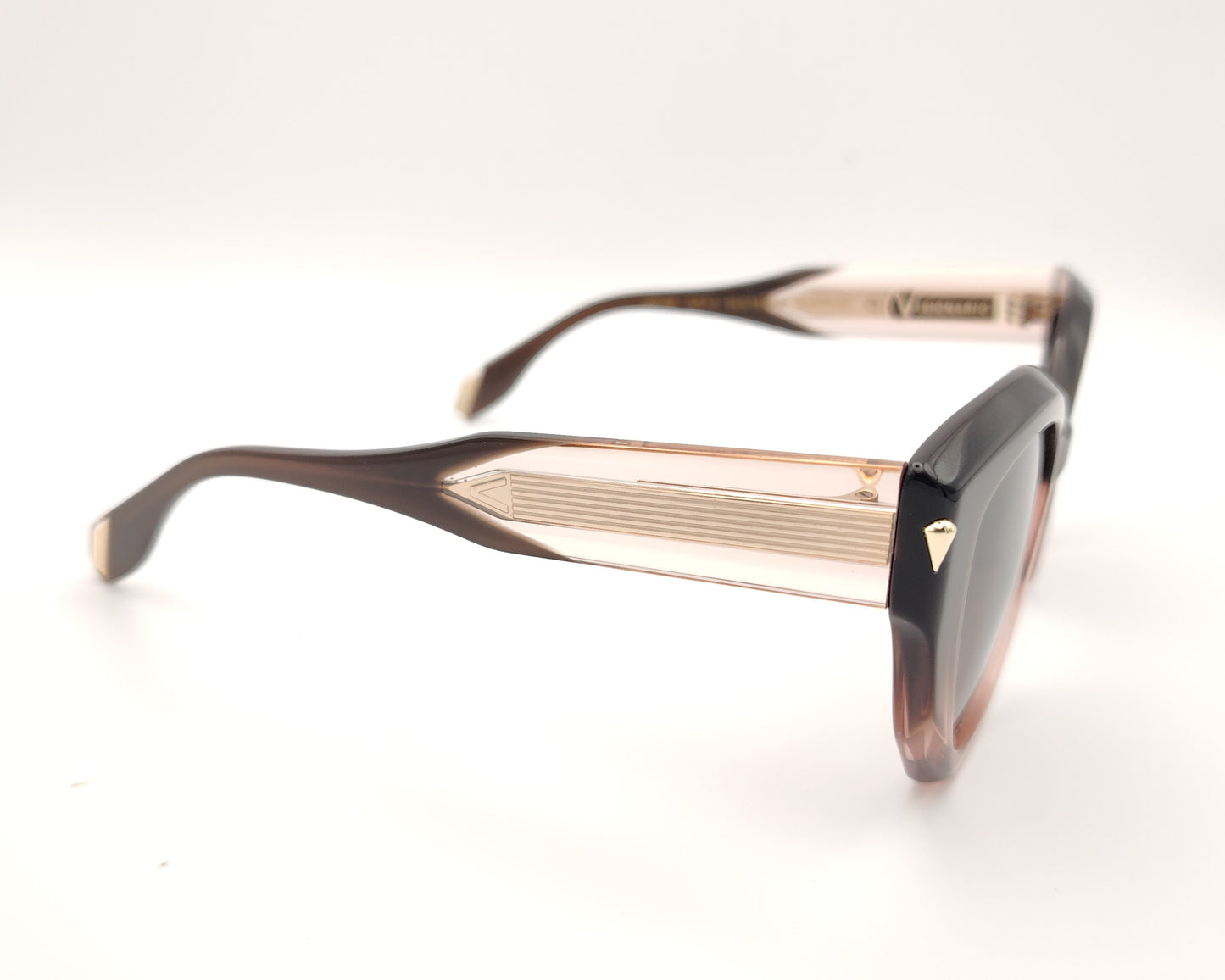 gafas de sol polarizadas con montura degradada marrón y rosa de forma cat eye suave