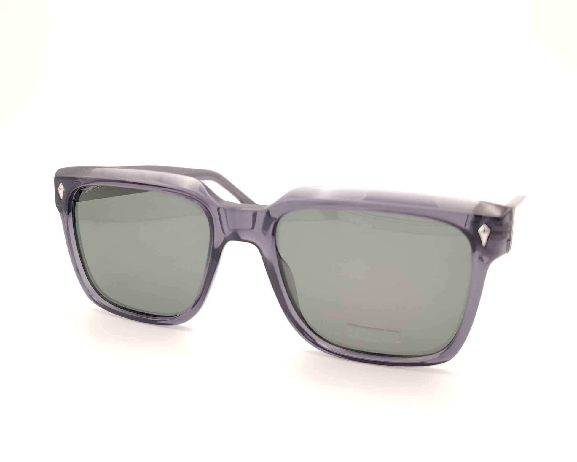 gafas de sol visionario rectangulares gris translúcido con lentes polarizadas oscuras
