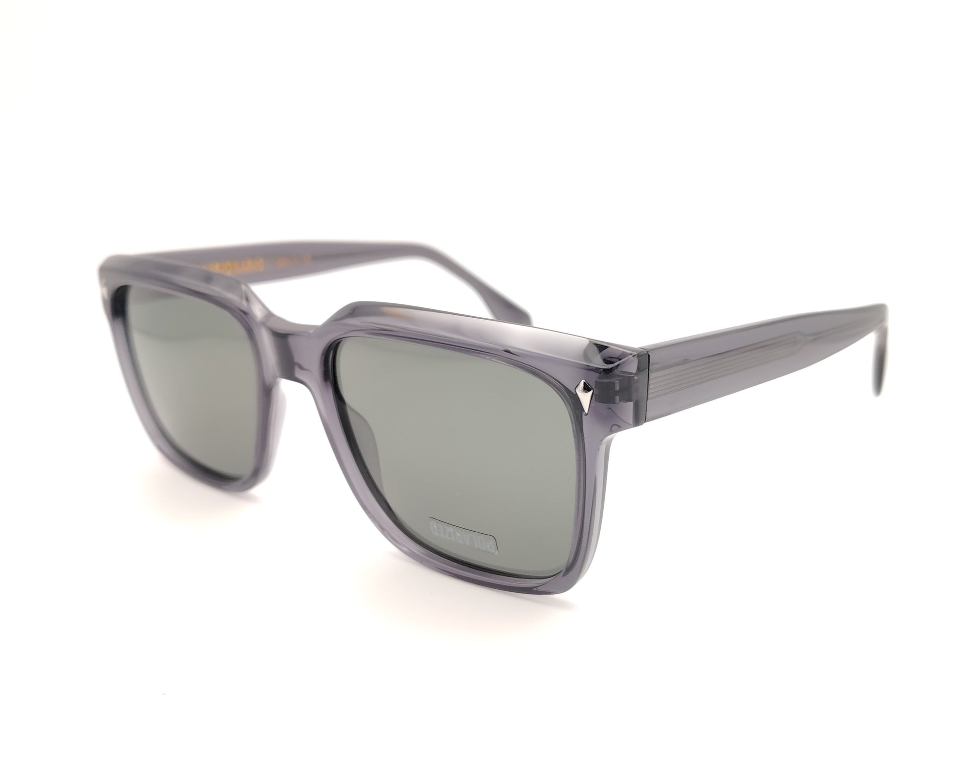 gafas de sol visionario rectangulares gris translúcido con lentes polarizadas oscuras
