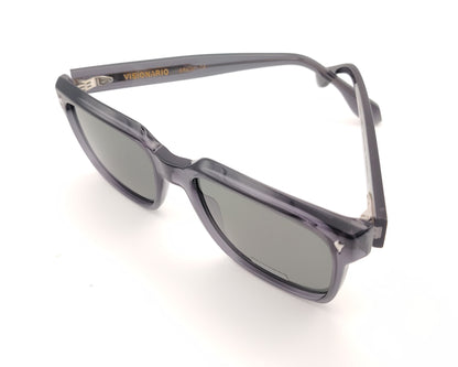 gafas de sol visionario rectangulares gris translúcido con lentes polarizadas oscuras