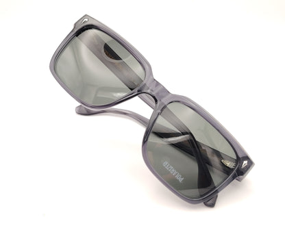 gafas de sol visionario rectangulares gris translúcido con lentes polarizadas oscuras