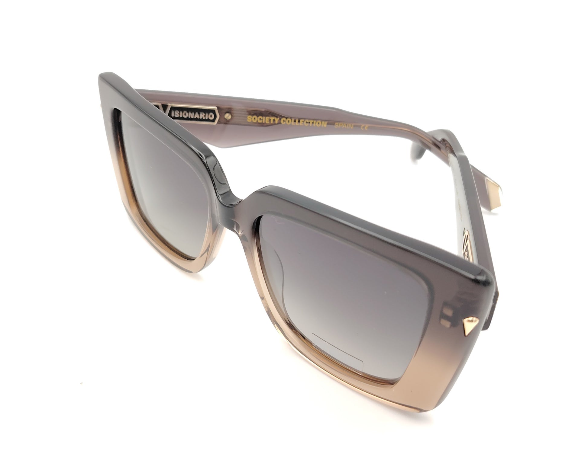 gafas de sol polarizadas oversize con montura degradada en tonos marrón y beige