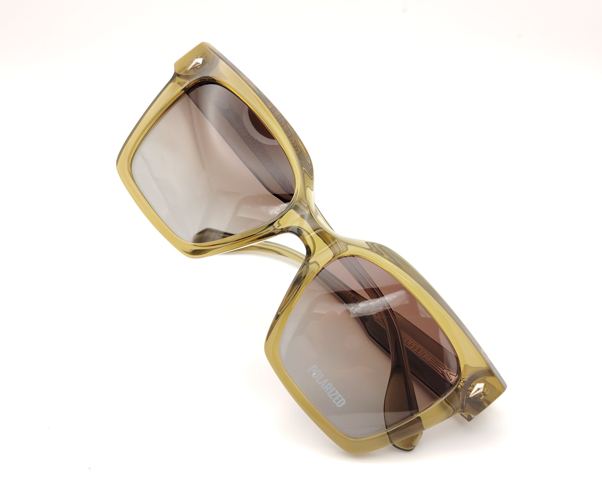 gafas de sol visionario translúcidas color oliva con lentes marrones polarizadas