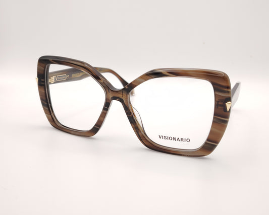 gafas grandes con forma mariposa y montura marrón jaspeada marca visionario