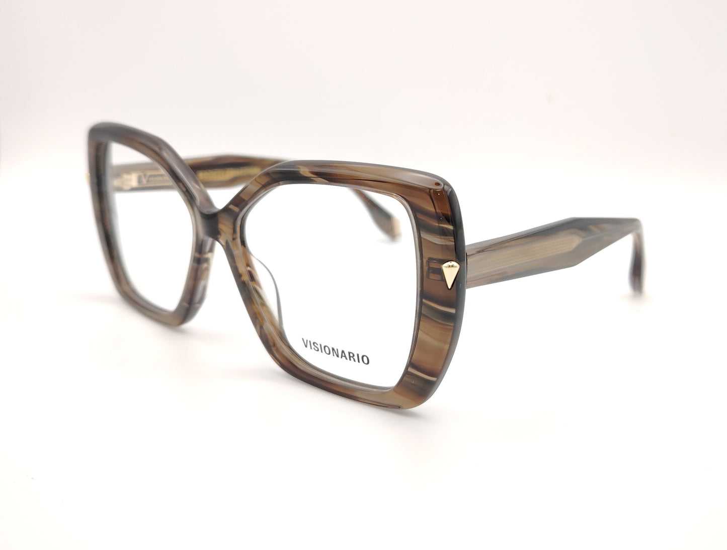 gafas grandes con forma mariposa y montura marrón jaspeada marca visionario