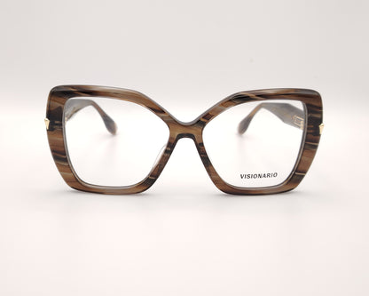 gafas grandes con forma mariposa y montura marrón jaspeada marca visionario