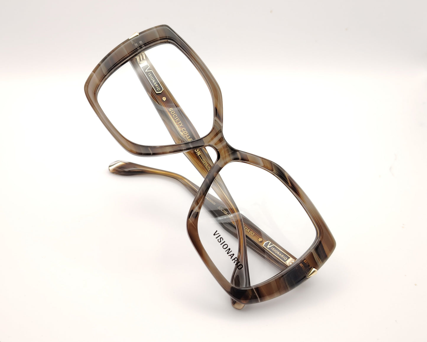 gafas grandes con forma mariposa y montura marrón jaspeada marca visionario