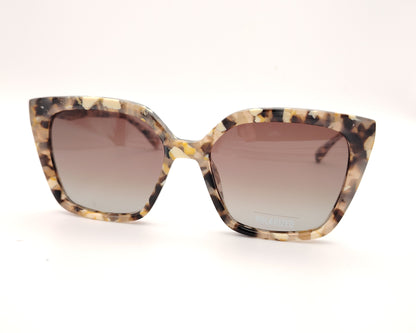 gafas de sol visionario carey jaspeado con lentes polarizadas marrones y forma geométrica ligeramente cat eye