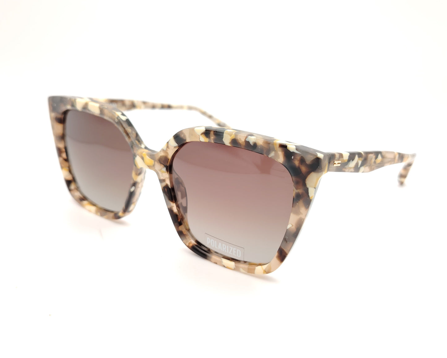gafas de sol visionario carey jaspeado con lentes polarizadas marrones y forma geométrica cat eye