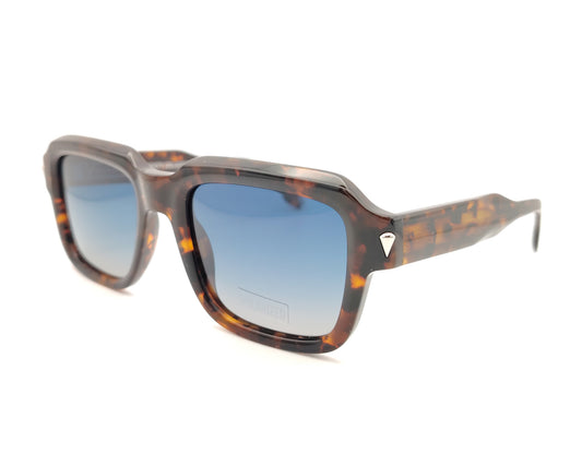 gafas de sol polarizadas con montura carey marrón y lentes degradadas azules