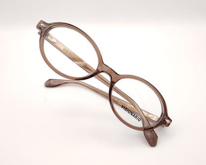 gafas de sol visionario en color taupe traslúcido ovaladas 