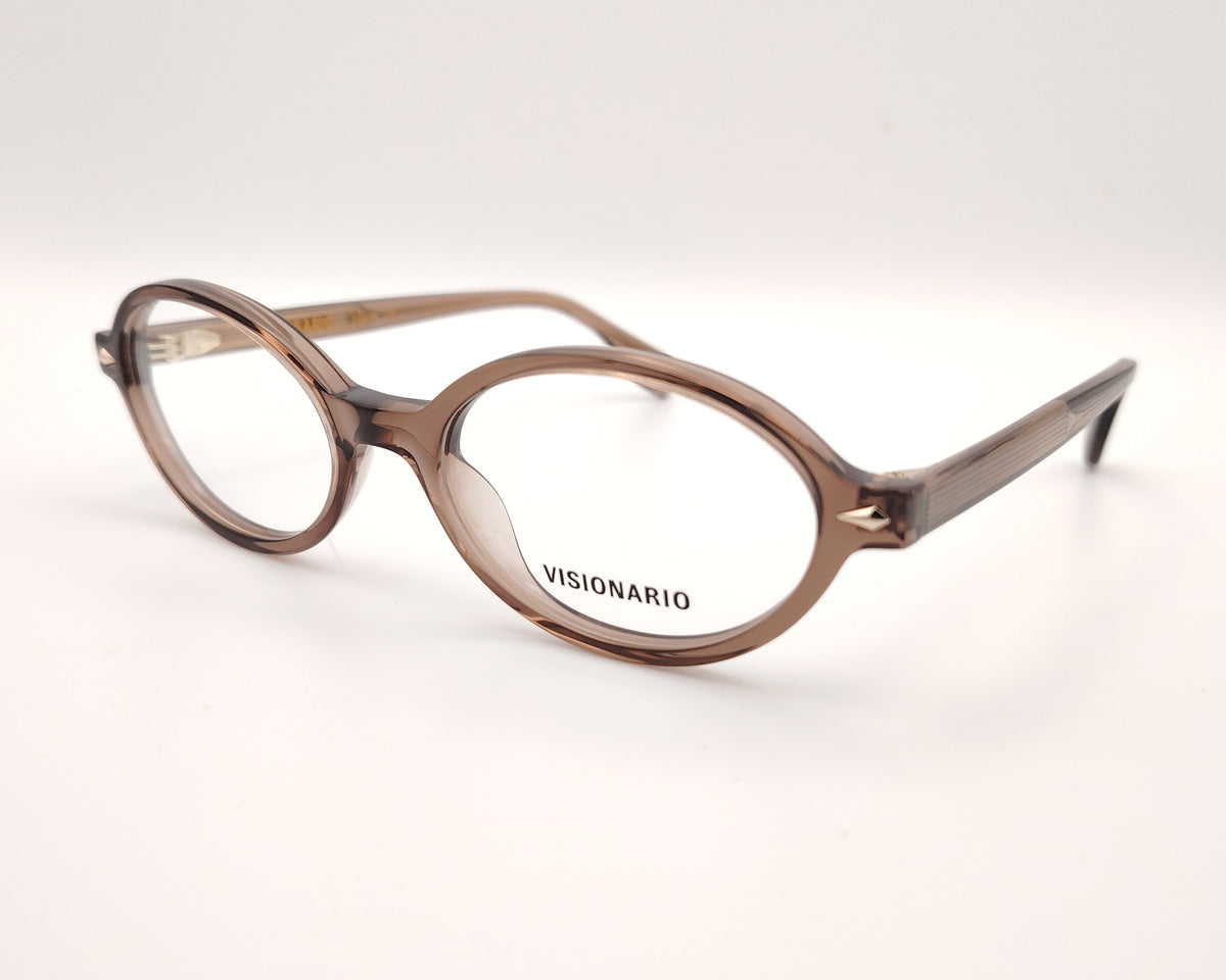 gafas de sol visionario en color taupe traslúcido ovaladas 