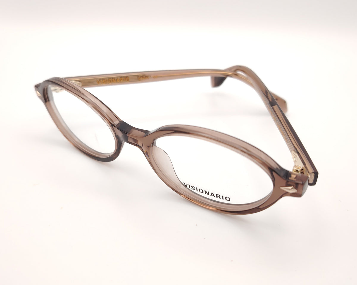 gafas de sol visionario en color taupe traslúcido ovaladas 