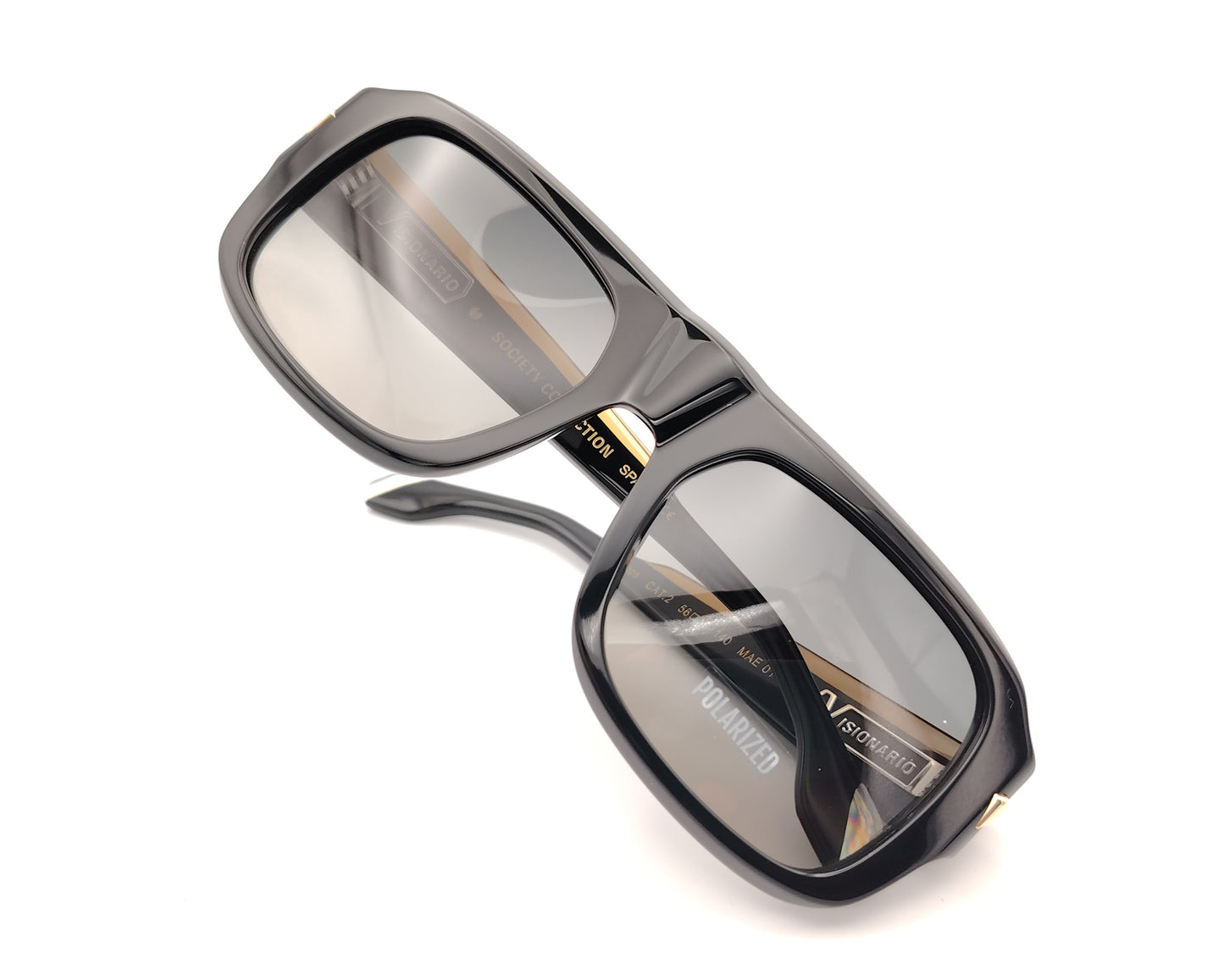 gafas de sol visionario negras con lentes polarizadas y montura rectangular 