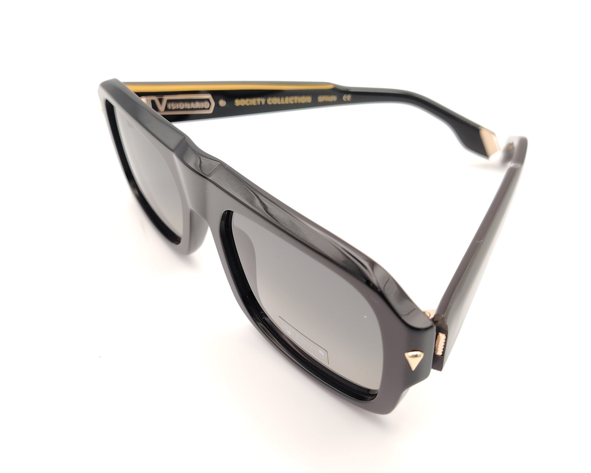 gafas de sol visionario negras con lentes polarizadas y montura rectangular 